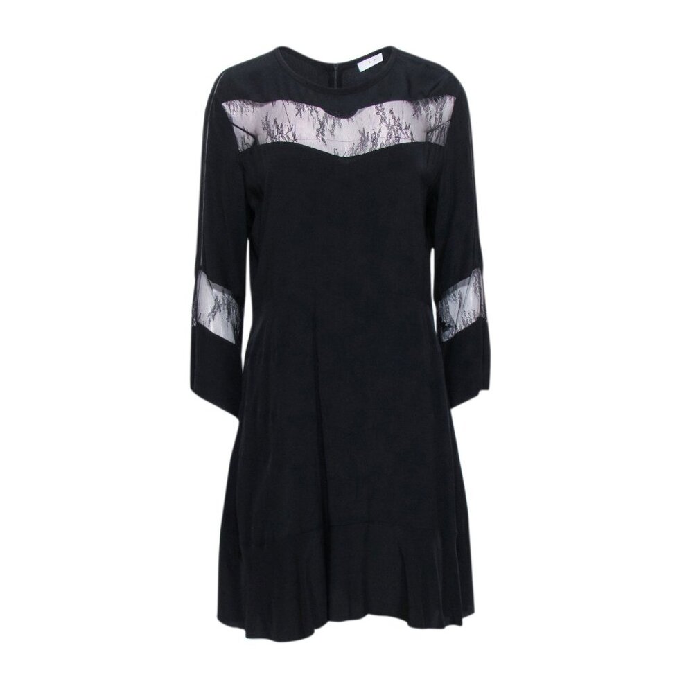 IRO Womens Designer Black Lace Panel Hania Dress Size 40 100% Viscose Boho Style